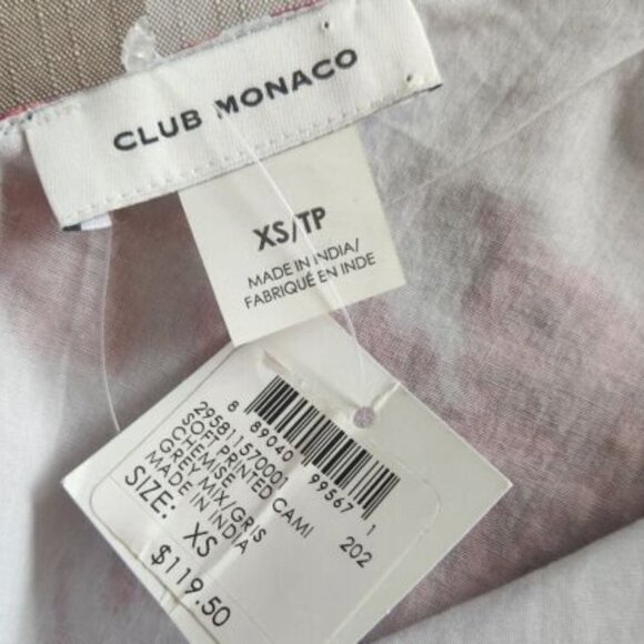 Club Monaco Soft Print Floral Chemise Cami Tank Top Silk Cotton XS Women NWT New - Picture 7 of 7